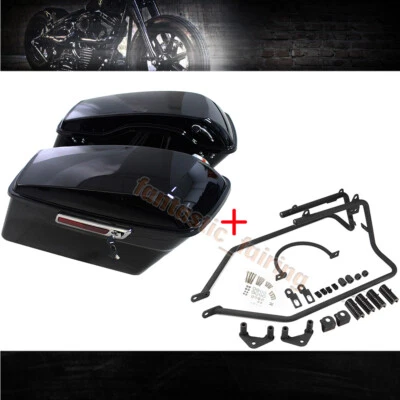 For Harley Sportster 04-14 Black Hard Saddlebags Saddle Bag&Conversion Brackets - Image 1 of 4