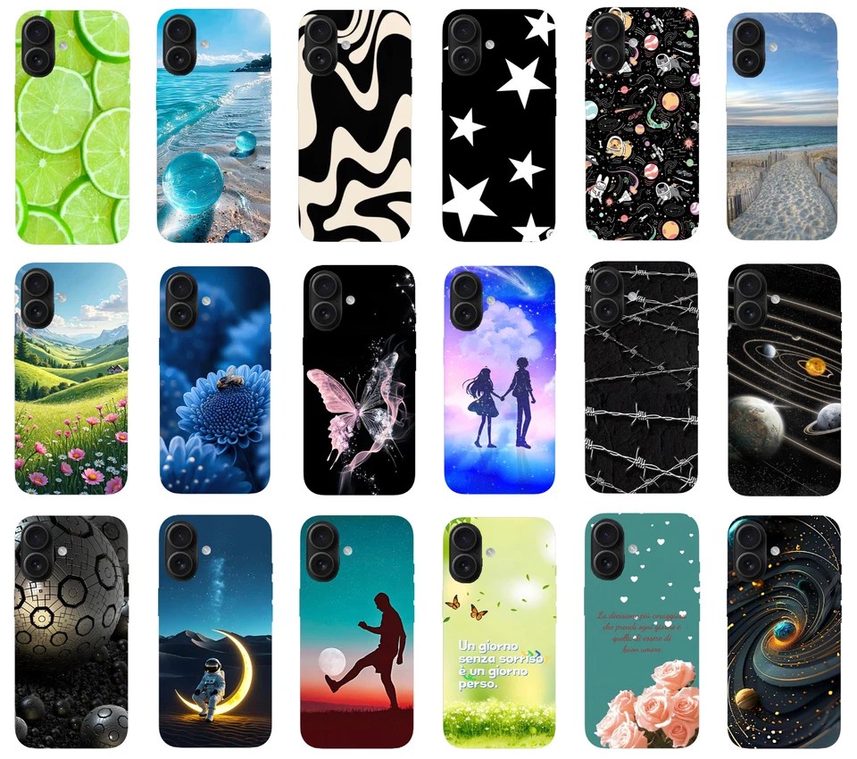 Custodia Cover Per Iphone 16 Silicone TPU Morbida Fantasia disegno - Immagine 1 di 3