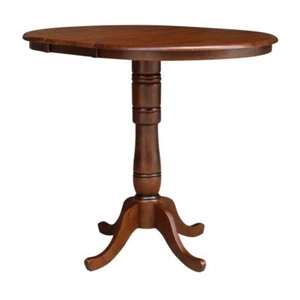 36" Solid Wood Round Top Dining Table With 12" Leaf in Espresso - Picture 1 of 6
