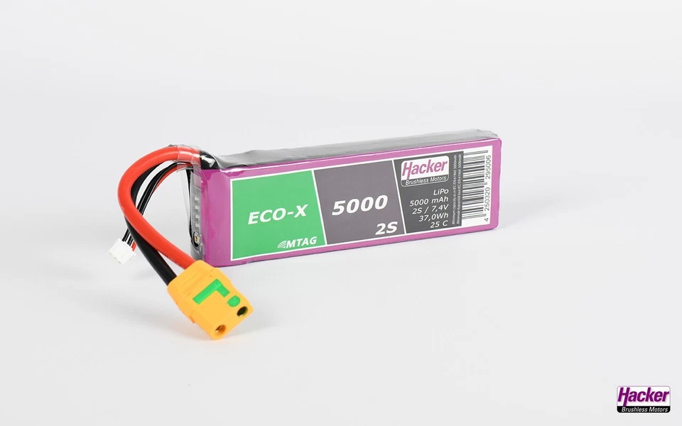 Hacker Lipo ECO-X Akku 5000 mAh 7,4 V 2S MTAG mit XT90 - Stecker - Bild 1 von 1
