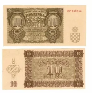 1941 Croatia 10 Kuna banknote P5b circulated / graffiti - Picture 1 of 1