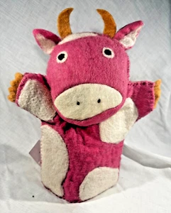 NEU 100% Wolle Handpuppe - handgefertigt in Nepal - gefilzte rosa gepunktete Kuh - 2010 - Bild 1 von 8