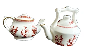Vintage Miniature Porcelain Tea Pots By Coalport Indian Tree Pattern England 2" - Picture 1 of 9