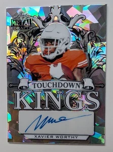 2022 Xavier Worthy Leaf Metal Draft Touchdown Kings Silver Prismatic Auto,#16/25 - Picture 1 of 2