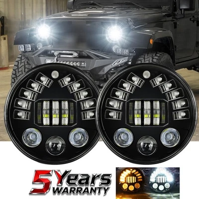 2007-2018 For Jeep Wrangler JK Combo 7'' Round LED Headlights Turn Signal Lights - Image 1 of 4