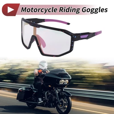 1 Pc Gafas de Montar Motocicleta Púrpura Claro Negro con Puntos Rojos y Azules PC Foto 1 de 4