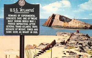 Postkarte Militär USS Atlantus Beton Sonnenuntergang Strand Cape May Point New Jersey  - Bild 1 von 2