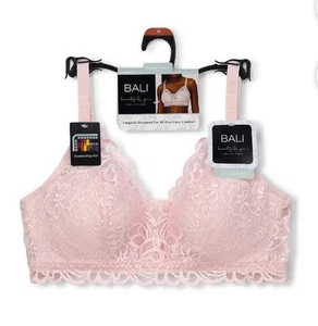 Bali Womens Beautifully You Lace Wireless Bra Gentle Peach Large - Picture 1 of 4