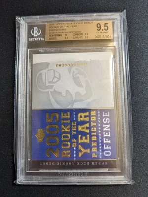 Debut novato Upper Deck 2005 Aaron Rodgers RC Roy Predictor #5 BGS 9,5 ¡Poco pop! Foto 1 de 4
