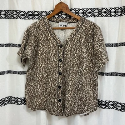 Blusa Para Mujer Vintage Y2K Colección Nueva York Estampado Leopardo L Botón Frontal Años 90 Top Foto 1 de 4