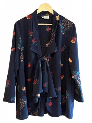 Cárdigan vintage Maggie Sweet para mujer 1X estampado de frutas azul marino talla grande Foto 1 de 4