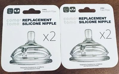 Lot Of 2 Como Tomo Silicone Replacement Nipples 3+ & 6+ Month 2-Pack - Image 1 of 4