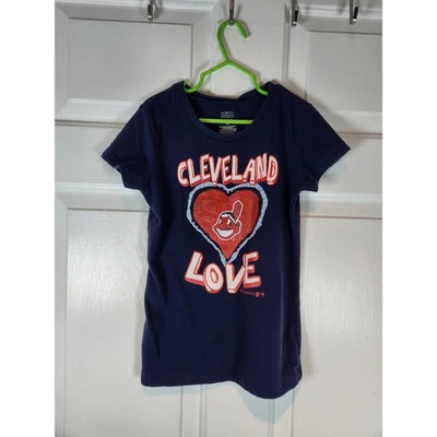 Camiseta de manga corta azul brillante MLB Cleveland Love Indians talla 8 para niña Foto 1 de 4