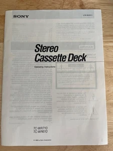 SONY Stereo Cassette Deck TC-WR710 TC-WR610 Bedienungsanleitung ORIGINAL! - Bild 1 von 1