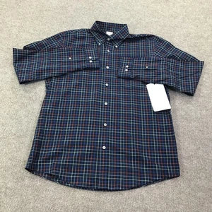 Brooks Brothers Shirt Mens Medium Navy Plaid Non-Iron Regular Fit 1818 100213630 - Picture 1 of 13