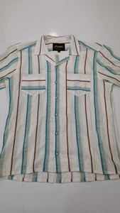 Richter Goods USA Striped Pearl-Snap Western Shirt S Short Sleeve Camp Collar - Picture 1 of 8