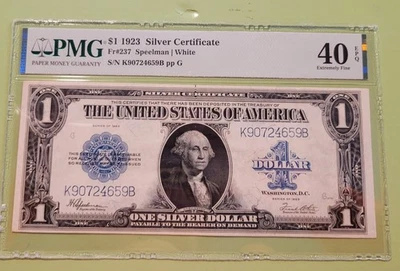FR #237 1923 Silver Certificate $1  Horse Blanket PMG 40 EF- EPQ - Image 1 of 2