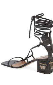 New Authentic VALENTINO Gladiator Leather Block Heel Sandal 38 / 8 $1595 - Picture 1 of 8