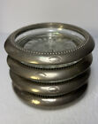 Set Of 4, Wes Blackinton Silver Plate & Glass Stacking Vintage Coasters Italy
