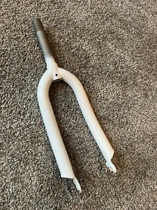 OLD SCHOOL BMX FREESTYLE 20" Tubular fork NOS WHITE 1" x 24 thread 5-1/4" dyno - Picture 1 of 4