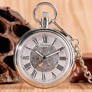 Orologio da taschino Vintage Faccia Aperta Numeri Romani Automatico Meccanico Uomo Donna Regalo - Foto 1 di 6
