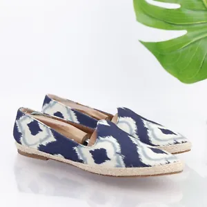 Seychelles Women's Espadrille Size 8.5 Pointed Flat Slip On Shoe Navy Blue White - Picture 1 of 15