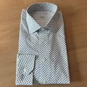 Camisa de vestir para hombre Paul Fredrick dos capas de algodón 16 1/2 - 34 blanco estampado cachemir - Imagen 1 de 10