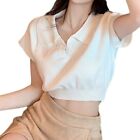 Camicia semplice alla moda donna lavorata a maglia top stretto per l'estate