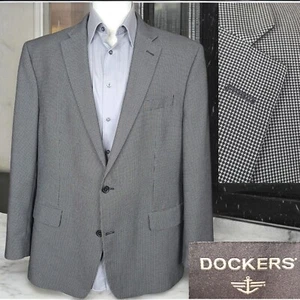 Dockers Sport Coat Jacket Mens 48R Gray Check Single Vented - Picture 1 of 10