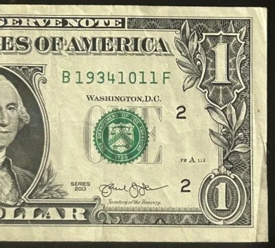 $1 Fancy Birthday/Anniversary Note October 11th, 1934 (10/11/1934) (B19341011F) - Image 1 of 3