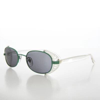 Cyber Punk Colorful Side Shield Vintage Sunglass Clear / Green - Mystery - Image 1 of 3