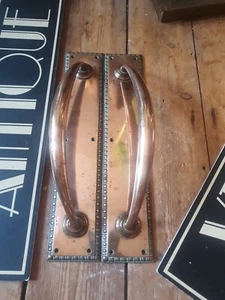 Large Pair of Bronze antique vintage old Door Handles Pulls 15 inch leggotts - Picture 1 of 8