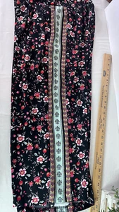 Adrienne Vittadini Size Medium Floral Wide Leg Pant Waist Tie Pockets - Picture 1 of 8