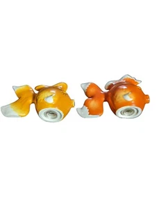 Gold Fish Salt and Pepper Shakers Set With Original Stoppers - Picture 1 of 10