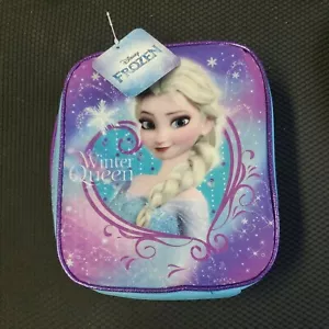 DISNEY FROZEN Insulated Lunch Bag Winter Queen Elsa Full Zip NWT Blue Purple ice - Picture 1 of 8