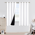 100% White Blackout Curtains for Bedroom 52 X 63 Inch Length - Winter Thermal In