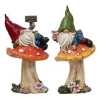 TERESA'S COLLECTIONS Garden Gnomes Statues for Yard Decor Set of 2 Cute Gnome...