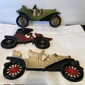 Vintage Midwest Auto Cast Metal Antique Car Plaques Decor Wall Hanging Set of 3 - Picture 1 of 7