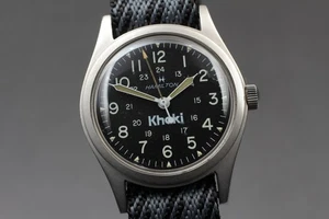 [Casi COMO NUEVO] Reloj para hombre vintage Hamilton caqui 9415 esfera negra 33 mm cuerda manual - Imagen 1 de 11