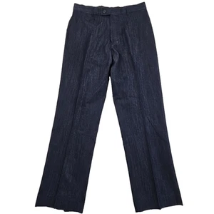 Stacy Adams Dress Pants Men's 34x32 Navy Blue Cotton/Poly Flat Front EUC LN - Picture 1 of 14
