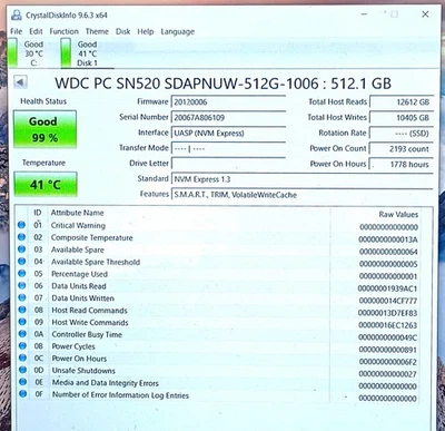 SDAPNUW-512G-1006  WD SN520 512GB M.2 2280 NVMe Internal State Solid Drive - Image 1 of 4
