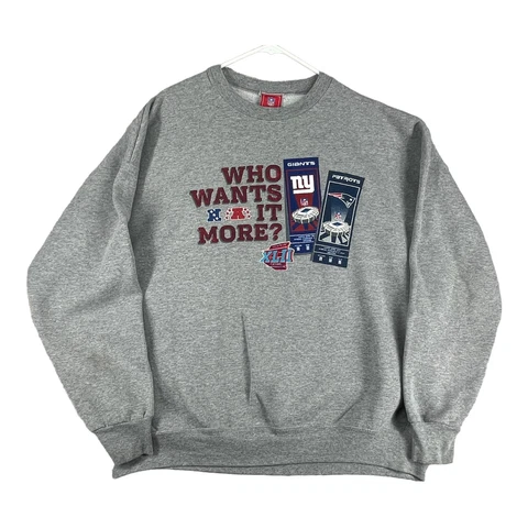 Giants Patroits Men's Sweatshirt XXL Gray 2008 Super Bowl XLII Crewneck NFL Cover
