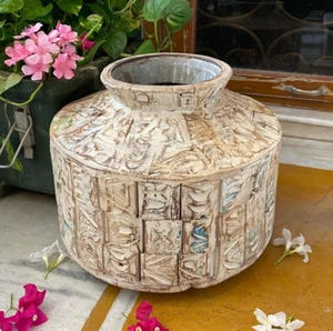 Antique Wooden Fitted Iron Pot/ Planter Pot/ Decorative Old Original 15750 - Picture 1 of 8