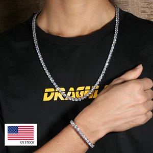 Unisex Stainless Steel 5mm 1 Row Cubic Zirconia Tennis Necklace ANTI-TARNISH - Picture 1 of 11