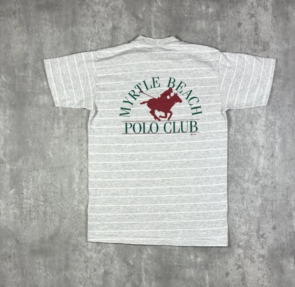 Vintage 90s Myrtle Beach Polo Club Striped T Shirt size M - Imagem 1 de 4