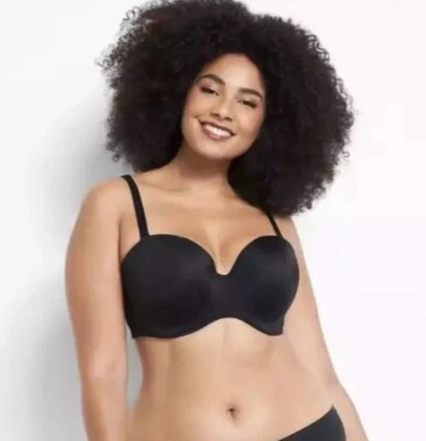 Sujetador sin tirantes Lane Bryant Cacique Multi Way Boost 46DDD negro correas convertibles Foto 1 de 4