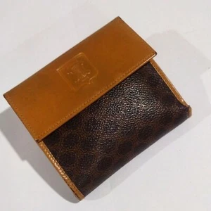 CELINE Tri-fold Wallet M12 VINTAGE MACADAM PATTERN PVC/LEATHER BROWN - Picture 1 of 14