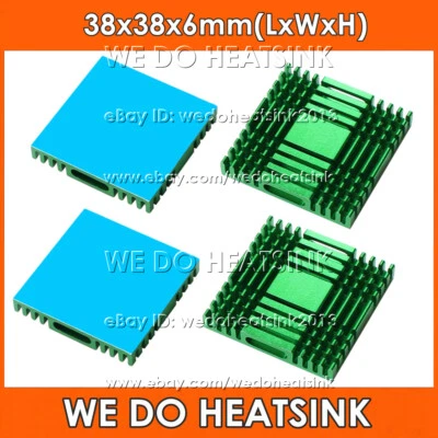 38x38x6mm Green Anodized Heatsink Radiator Cooler With Thermal Pad for CPU IC - Image 1 of 4