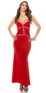 Año Nuevo Tirantes Maxi Vestido de Cóctel Con Decoración Estrás Y Volantes - Imagen 1 de 22