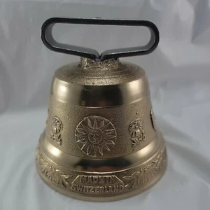 Amazing Condition Vintage Swiss Made Brass Cow Bell - 5" x 5.5" - Picture 1 of 10